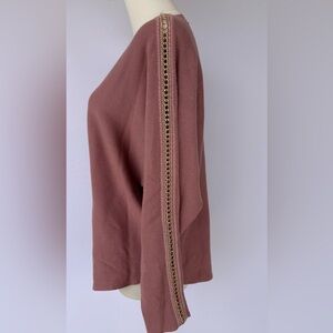 LIV Milano Women’s Chain Embellished Dusty Rose Sweater Dolman Sleeve Size Large